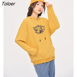 Women Hooded Sweatshirts 2022 Autumn Long Sleeve Loose Hoodies with Pocket Vintage Sheep Print Streetwear