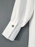 Fashion Women's Shirt Lapel Single Braested Long Sleeve Asymmetric Fold White Blouse Female Tide Summer 2023 New