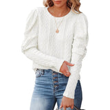 Pullover Sweater Woman Winter Puff Long Sleeve Knitwears for Women Clothing Loose Round Neck Female Tops Autumn