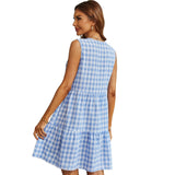 V Neck Plaid Sleeveless