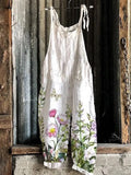 Summer Slub Linen Vintage Print Wide