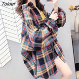 Sleeve Shirts Women Plaid Casual 3XL Loose Vintage Harajuku Tunic Tops Elegant Retro All-match Korean Style Spring