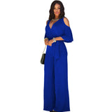 2023 New Elegant Women Casual Jumpsuit Femme Wide Loose Leg Pants Rompers Long Sleeve Office Lady Bandage