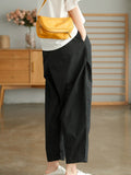 Summer Women's Capri Pants Oversize High Waist Calf-Length Loose Trousers Casual Cotton Harem Pants for Women