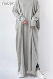 Women Spring Simple Casual Knitted Long Sleeve Sexy V-neck Large Hem Streetwear Loose Vestido De Mujer Maxi Long