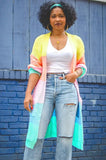 Contrast Color Long Cardigans with