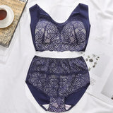 Wire Free Bra Set Sexy Lace Underwear Women Full Coverage Plus Size Lingerie