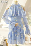 Philosophy 2023 Autumn Elegant Women Ruffles Yellow Dress Fashion Ladies Chiffon Dresses Party Girls Chic Floral