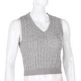 Style y2k Knitted Pullover Crop Tops Women Vintage Argyle Aesthetic Top Strawberry Print Harajuku Tank