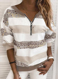 Casual Wide Stripes Zipper Sweat