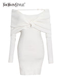 High Street Pullover Dress For Women Slash Neck Long Sleeve High Waist Mini Dresses Female Clothing Style