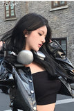 Crop Tops Harajuku Streetwear PU Jackets Motorcycle Leather Coat Women 2023 Ropa Mujer Y2k Clothes Fashion Korean
