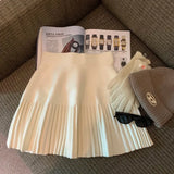 Knitted Pleated High-Waisted Mini Skirt-Outfit