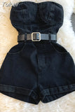 Summer Rompers Women Jeans Jumpsuit Off Shoulder Loose Casual Denim Rompers Womens Jumpsuits Wide Leg Casual Denim
