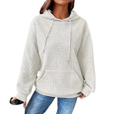 Wish Autumn And Winter Explosion Of Solid Color Hooded Drawstring Fashion Long-Sleeved Lady's Loose