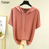 T-shirts Women Hooded Fashion Loose Casual All-match Korean Style Solid Simple Y2k Aesthetic Футболка Женский Cozy Chic