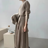 2021 Spring Vintage Sweater Dresses Women Long Sleeve Knit Harajuku Korean Elegant Lady