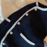 Small Scented Pearl Buckle Sweater Cardigan Women's Top Autumn And Winter White Soft Milk Marinade Knitted
