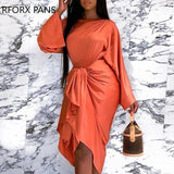 Sleeve Tied Front Midi Dress-Outfit