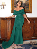 Detail Cascading Off-Shoulder Fishtail