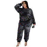 Plus Size S-5XL Clothing For Women Two Piece Set Sequins Birthday Outfit Joggers Tracksuit Wholesale Dropshipping