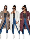 2024 Winter Women's Long Cotton Clothes Women's Fashion Zipper Solid Color Cotton-Padded Clothes Warm Coat-Outfit