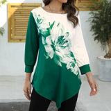 Blouse Fashion New 2021 Large Size Sleeve Floral Printing Casual Hem Lrregularity Female Fashion Shirt