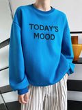 Women's Letter Print Crewneck Twill Cotton Loose Sweatshirt Blue Gray Beige Long Sleeve Casual