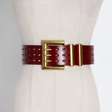 Hollow Out Solid Cowskin Belt For Women PU Leather Casual Korean Belts Female Fashion Accessories 2022 Autumn