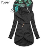 Coat Irregular Hem Cardigan Hooded Great Stitching Lady