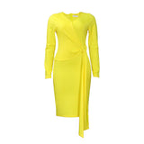 Women's Autumn Fashion Large-Size V-Neck Long-Sleeved Temperament Pencil Skirt