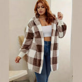 Fashion Plush Long-Sleeved Rib Hooded Loose