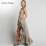 2021 Beach Dress Sexy Strapless Dresses Boho Holiday Summer Long Backless Cotton Ruffles Women Party Dress