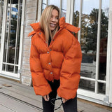 Casual Button With Hood Padding