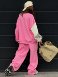 And Winter Round Collar Splicing Set Of Women Warm And Comfortable Trend Fashion