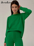 Casual Knitted Women Sweater Tracksuit Long Sleeve Winter 2021 Pullover Shirt Top High Waisted Pants Two Piece