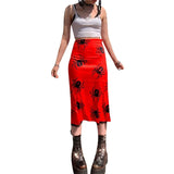 Women's Plaid Print High Waisted Midi Skirt A-Line Bodycon Long Pencil Skirt Y2K Streetwear E-Girl 90S