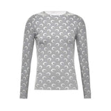 Sexy Thin Tight-fitting Fashion Moon Print Long Sleeves T-shirt 2022New Spring Summer Female Ice Silk Sunscreen