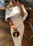 Elegant Off Shoulder Cape Skinny Long