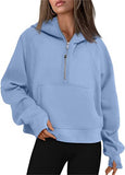Autumn And Winter New Fashion Leisure Sports Half Zipper Hooded Short Plus Velvet
