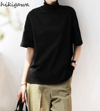 Woman Tshirts 2023 Shirts for Women Turtleneck Shirt Sleeve Tees Y2k Tops Loose Casual Temperament T Shirt Ropa
