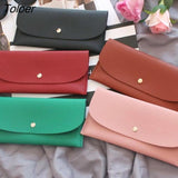 Women Colorful Hasp Chic Elegant Simple Card Holder PU Leather Long Purse Womens Wallet Fashion Korean Style