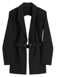 Women Leopard Print Backless Big Size Blazer New Notched Collar Long Sleeve Jacket Fashion Spring Autumn 2023
