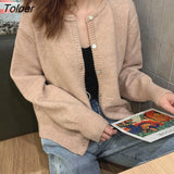 Sweaters Women Tops Winter Single Breasted O-neck Korean Style Solid Simple Elegant High Quality Leisure Soft