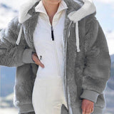 Hot New Autumn And Winter Loose Plush Multi-Color Hooded Coat