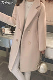 Philosophy Winter Slim Plus Cotton Long Wool Blends Coat Women Hardy Solid Warm Thick Office Work Lady