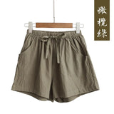New Hot Summer Casual sports Cotton Linen Shorts Women Plus Size High Waist Shorts Fashion Short Pants Streetwear women