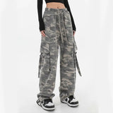 Y2K Cargo Camouflage Pants Women Streetwear Loose Wide Leg Pants American Style Casual All Match Female Hip Hop