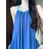 Gentle And Casual Retro Elegant Blue Dress 2025 Summer New Fashion Design Feel Sleeveless Long