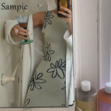 Y2K O Neck Knitted Print Summer Beach Women Sexy Midi Dress Backless Party Split Bodycon Dress
